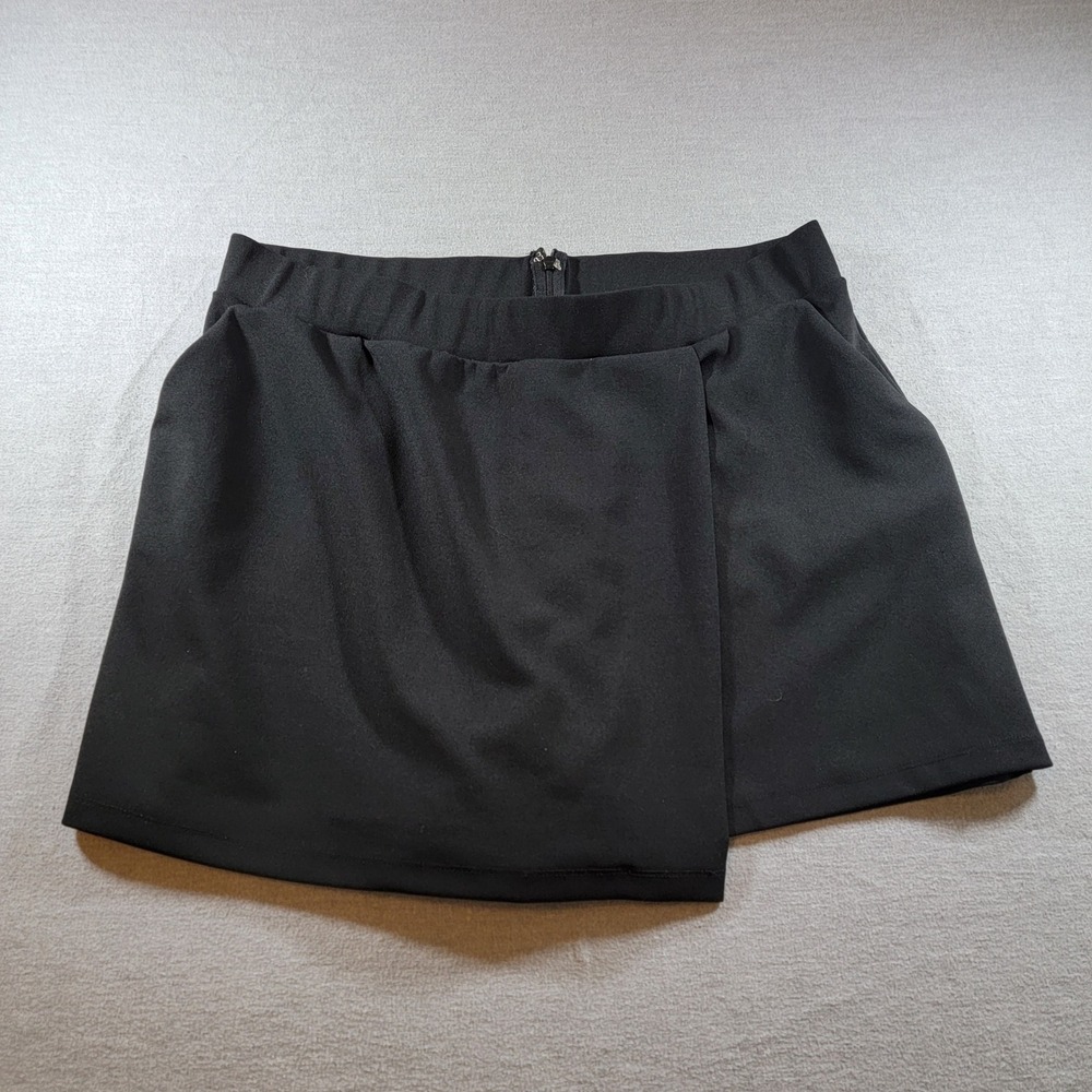 Forever 21 Skort Women XL Black Excellent Wrap Front Mini Skirt Shorts